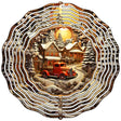 Red Pickup Christmas Scene Novelty Metal Wind Spinner