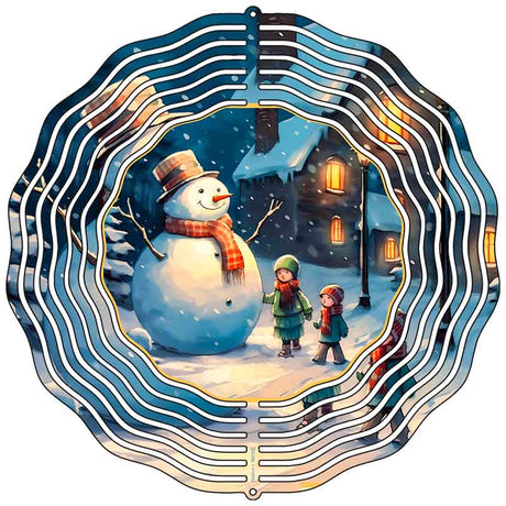 Snowman with Kids Novelty Metal Wind Spinner