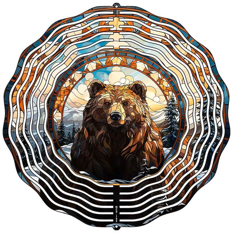Bear in Woods Novelty Metal Wind Spinner