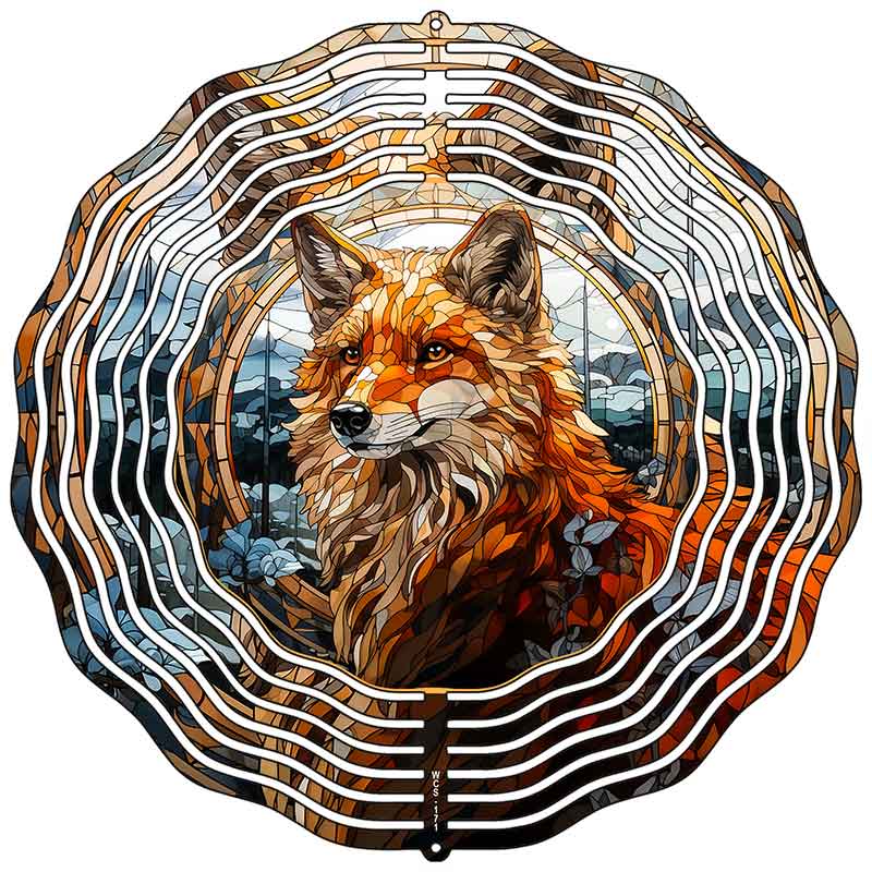 Wolf Zoomed In Novelty Metal Wind Spinner
