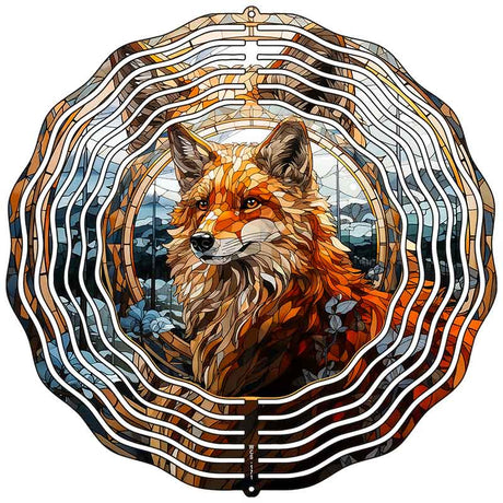 Wolf Zoomed In Novelty Metal Wind Spinner