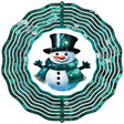 Snowman with Green Glitter Novelty Metal Wind Spinner