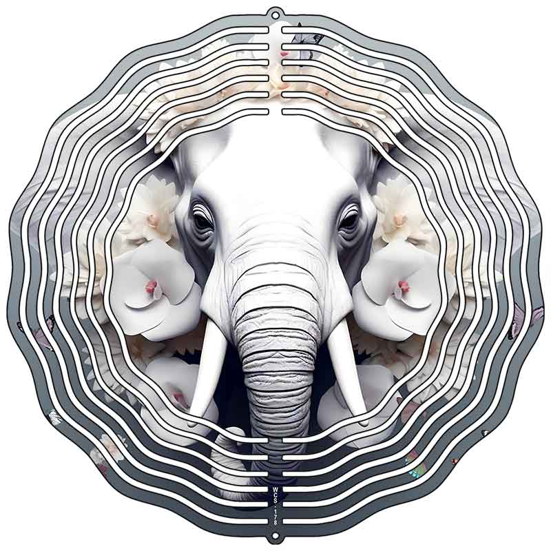 Elephant Mounted on Wall Novelty Metal Wind Spinner