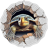 Turtle Coming Out of Wall Novelty Metal Wind Spinner