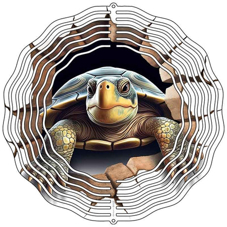 Turtle Coming Out of Wall Novelty Metal Wind Spinner