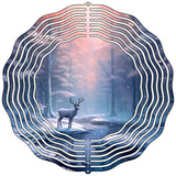 Deer by Stream in Winter Setting Novelty Metal Wind Spinner