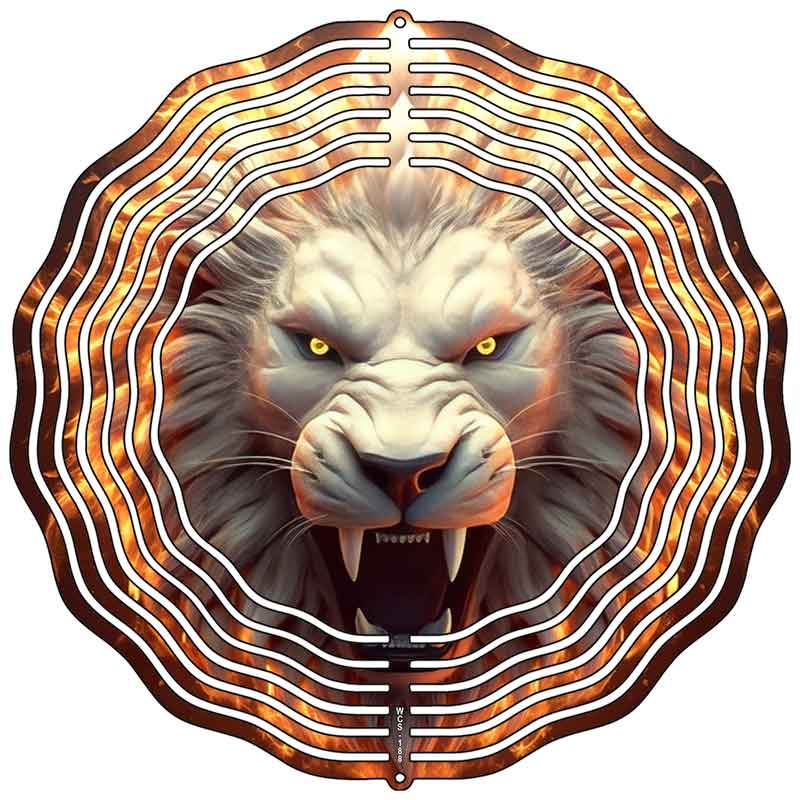 Lion with Flame Mane Novelty Metal Wind Spinner