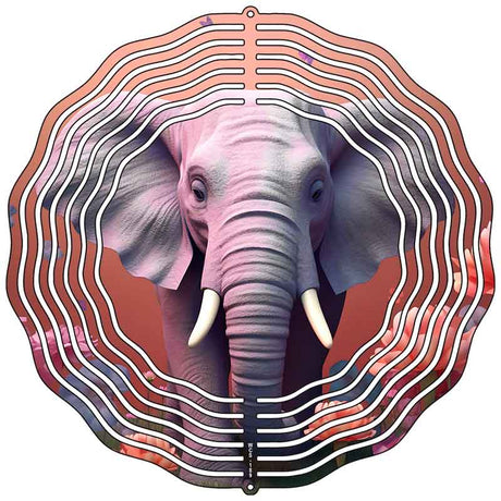 Elephant with Grass and Flowers Novelty Metal Wind Spinner