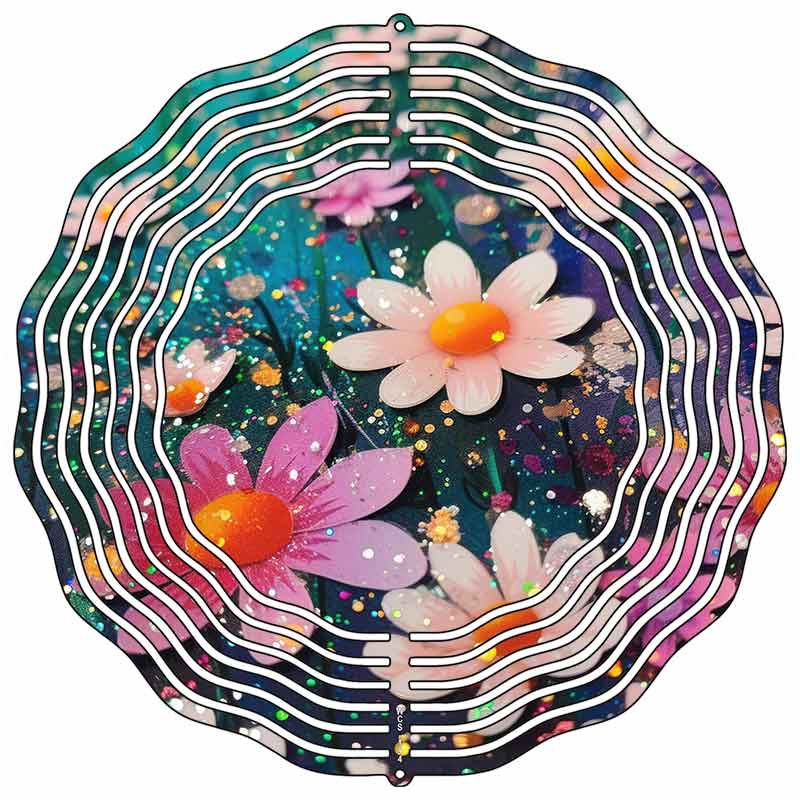 Wet Flowers Novelty Metal Wind Spinner