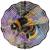 Wasp on Iridescence Flowers Novelty Metal Wind Spinner