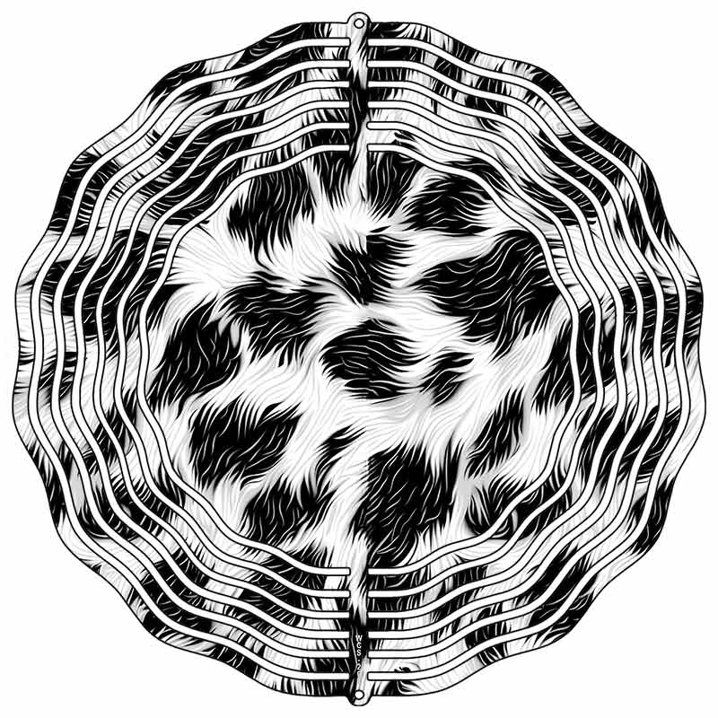 Black and White Fur Pattern Novelty Metal Wind Spinner