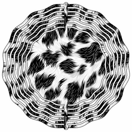 Black and White Fur Pattern Novelty Metal Wind Spinner