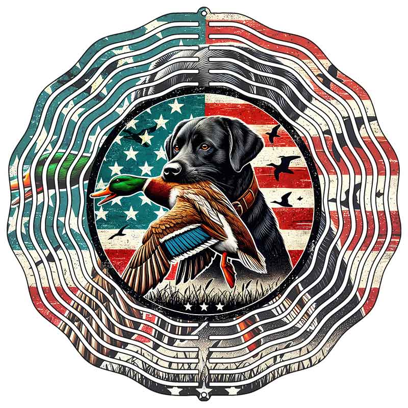 Black Lab with Duck Novelty Metal Wind Spinner WCS-282