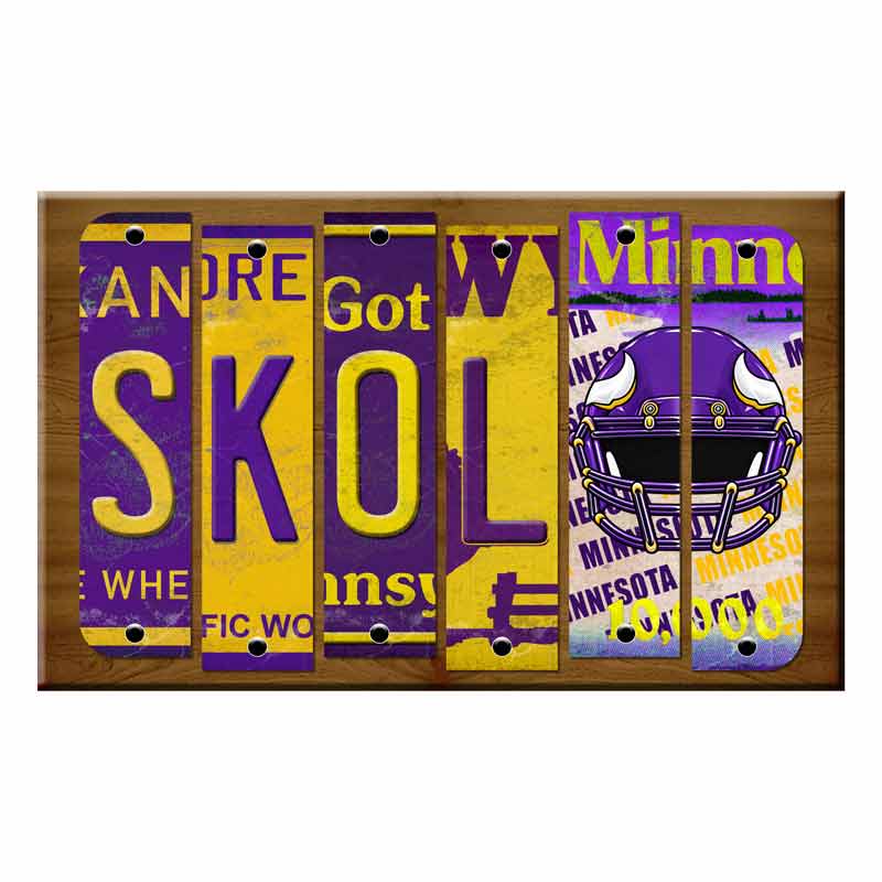 Skol Cut License Plate Strip Wood Sign WS-100 8" x 11" Strip Sign (WS)