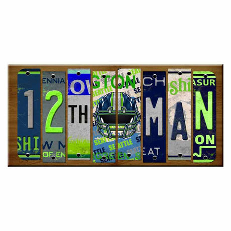 12th Man Cut License Plate Strip Wood Sign WS-103 8" x 14" Strip Sign (WS)