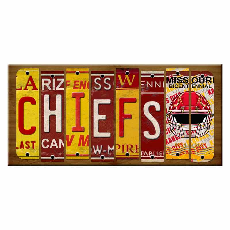 Chiefs Cut License Plate Strip Wood Sign WS-106 8" x 14" Strip Sign (WS)