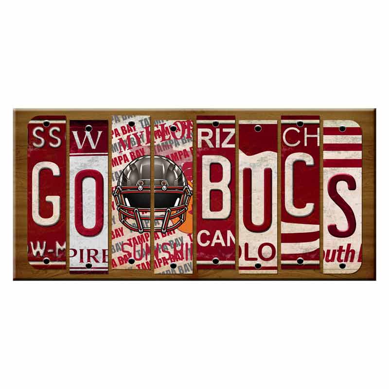 Go Bucs Cut License Plate Strip Wood Sign WS-108 8" x 14" Strip Sign (WS)