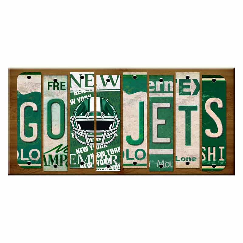 Go Jets Cut License Plate Strip Wood Sign WS-110 8" x 14" Strip Sign (WS)