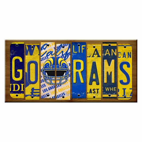 Go Rams Cut License Plate Strip Wood Sign WS-112 8" x 14" Strip Sign (WS)