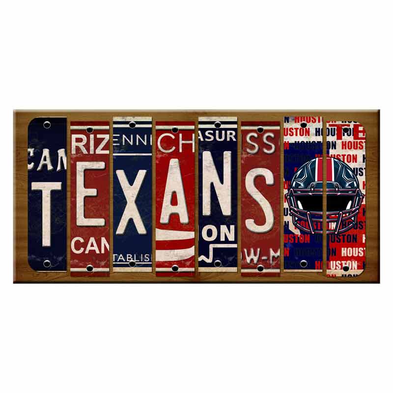 Texans Cut License Plate Strip Wood Sign WS-116 8" x 14" Strip Sign (WS)