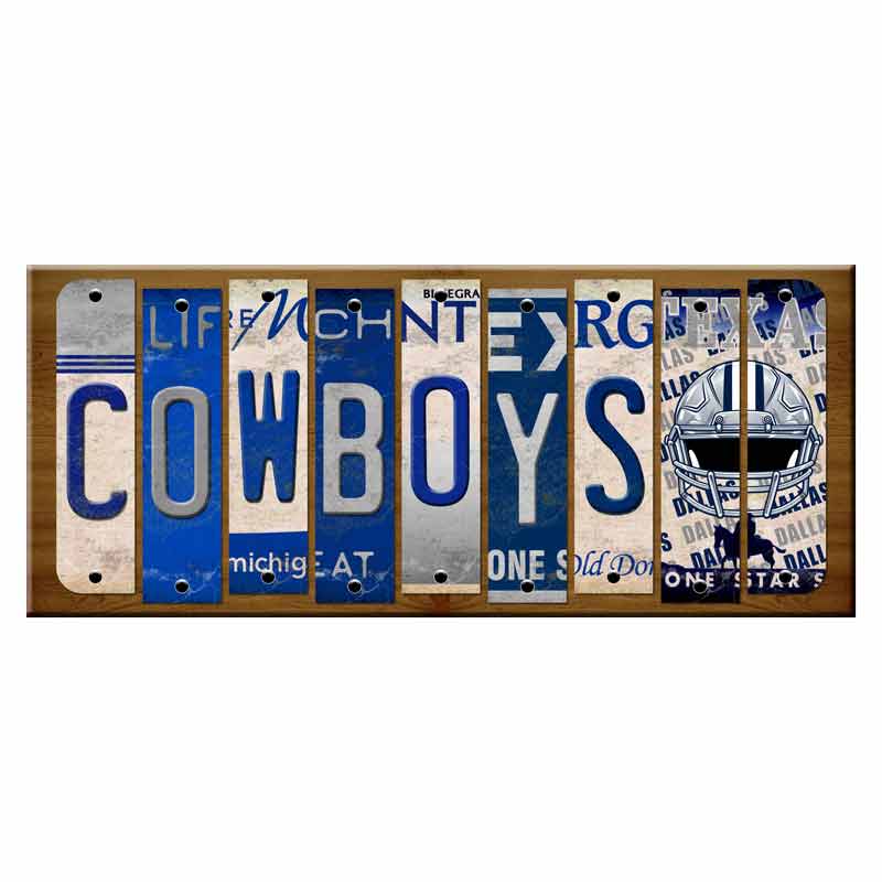 Cowboys Cut License Plate Strip Wood Sign WS-119 8" x 16" Strip Sign (WS)