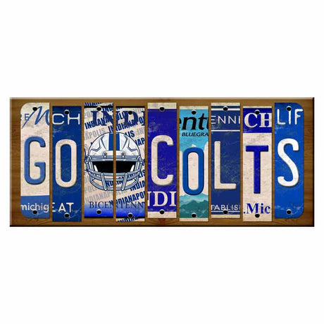 Go Colts Cut License Plate Strip Wood Sign WS-125 8" x 16" Strip Sign (WS)