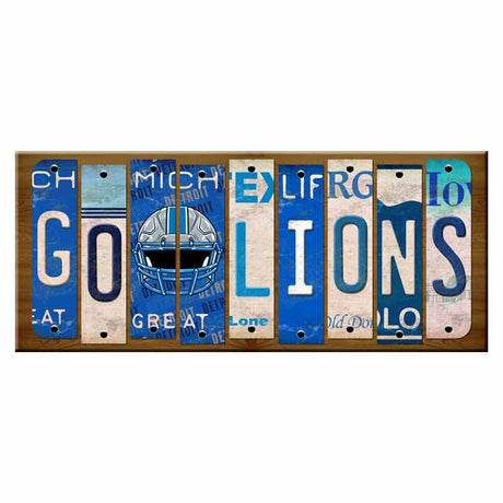 Go Lions Cut License Plate Strip Wood Sign WS-126 8" x 16" Strip Sign (WS)
