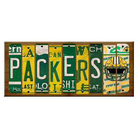 Packers Cut License Plate Strip Wood Sign WS-127 8" x 16" Strip Sign (WS)