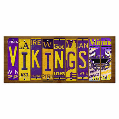 Vikings Cut License Plate Strip Wood Sign WS-129 8" x 16" Strip Sign (WS)