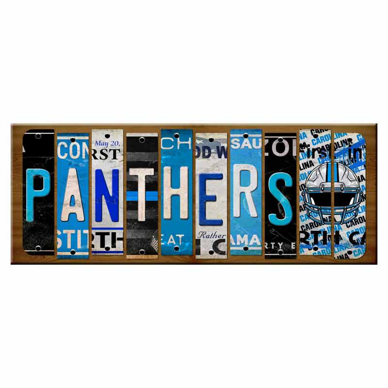 Panthers Cut License Plate Strip Wood Sign WS-133 8" x 18" Strip Sign (WS)