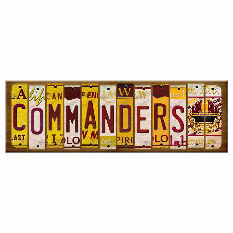Commanders Cut License Plate Strip Wood Sign WS-139 8" x 21" Strip Sign (WS)