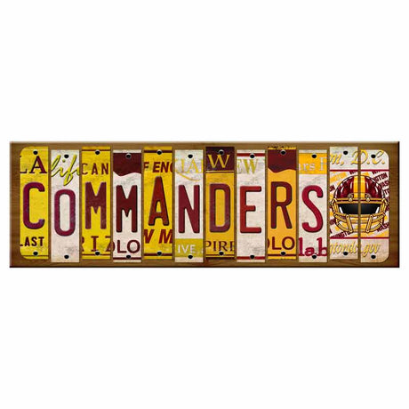 Commanders Cut License Plate Strip Wood Sign WS-139 8" x 21" Strip Sign (WS)