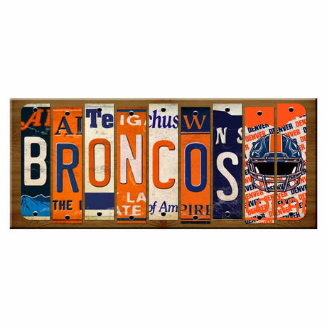 Broncos Cut License Plate Strip Wood Sign WS-140 8" x 16" Strip Sign (WS)