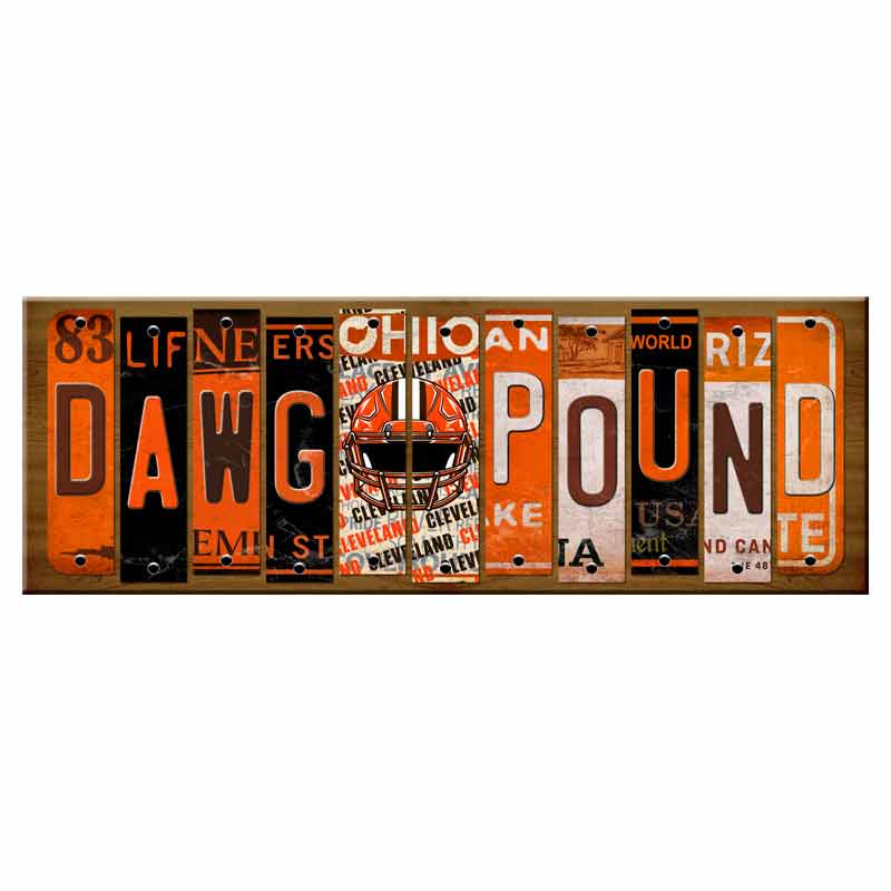 Dawg Pound Cut License Plate Strip Wood Sign WS-141 8" x 19" Strip Sign (WS)