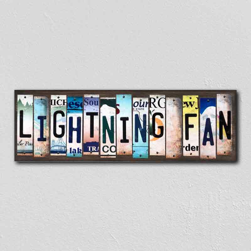 Lightning Fan License Plate Tag Strips Novelty Wood Signs WS-432