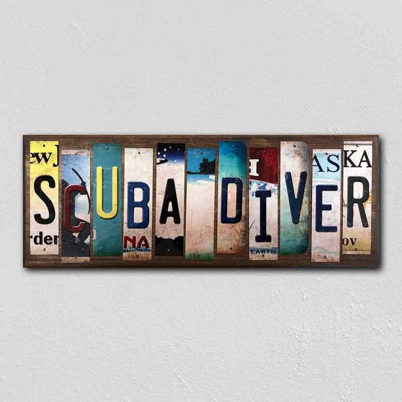 Scuba Diver License Plate Tag Strips Novelty Wood Signs WS-453