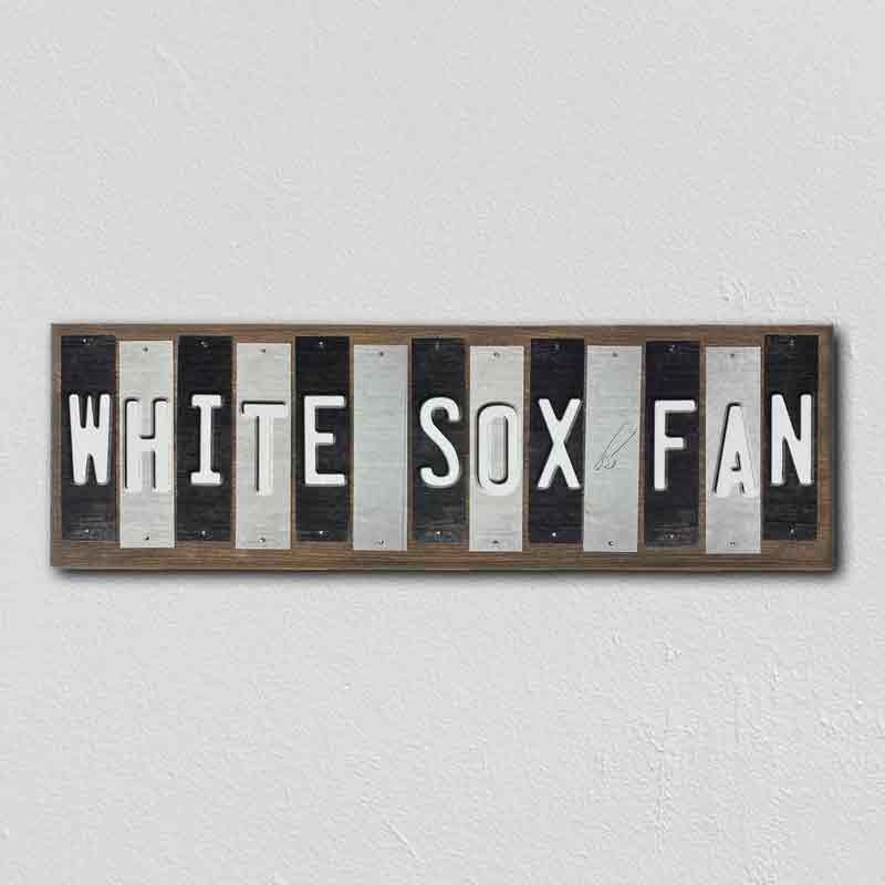 White Sox Fan Team Colors Baseball Fun Strips Novelty Wood Sign WS-599
