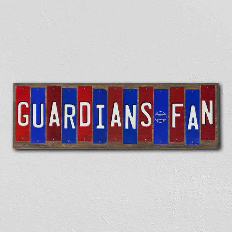 Guardians Fan Team Colors Baseball Fun Strips Novelty Wood Sign WS-605