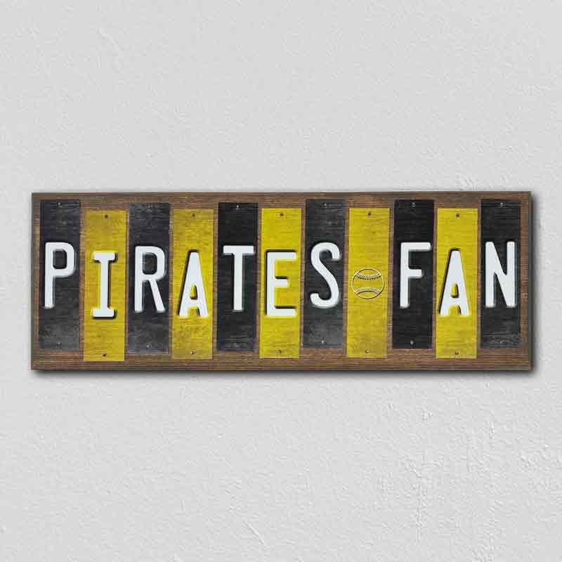Pirates Fan Team Colors Baseball Fun Strips Novelty Wood Sign WS-645