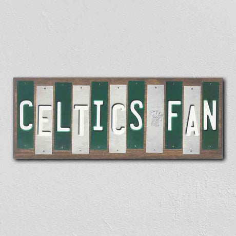 Celtics Fan Team Colors Basketball Fun Strips Novelty Wood Sign WS-659