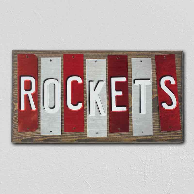 Rockets Team Colors Basketball Fun Strips Novelty Wood Sign WS-700