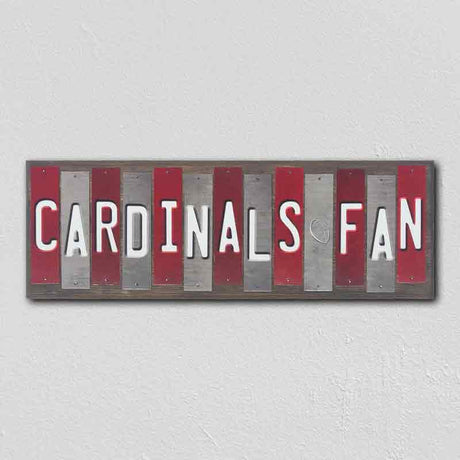 Cardinals Fan Team Colors Football Fun Strips Novelty Wood Sign WS-767