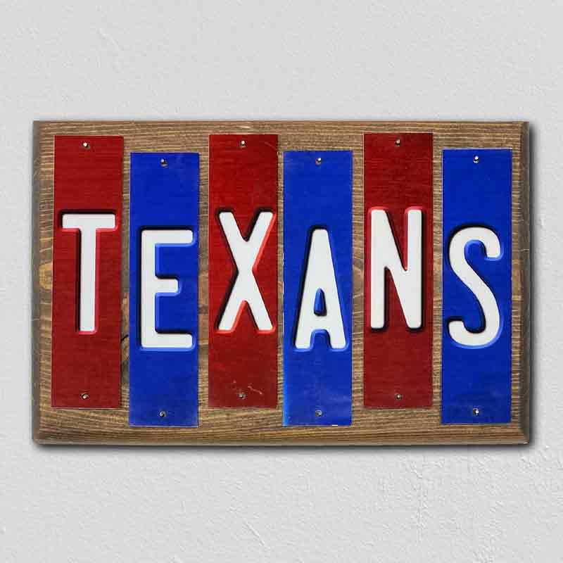 Texans Team Colors Football Fun Strips Novelty Wood Sign WS-774
