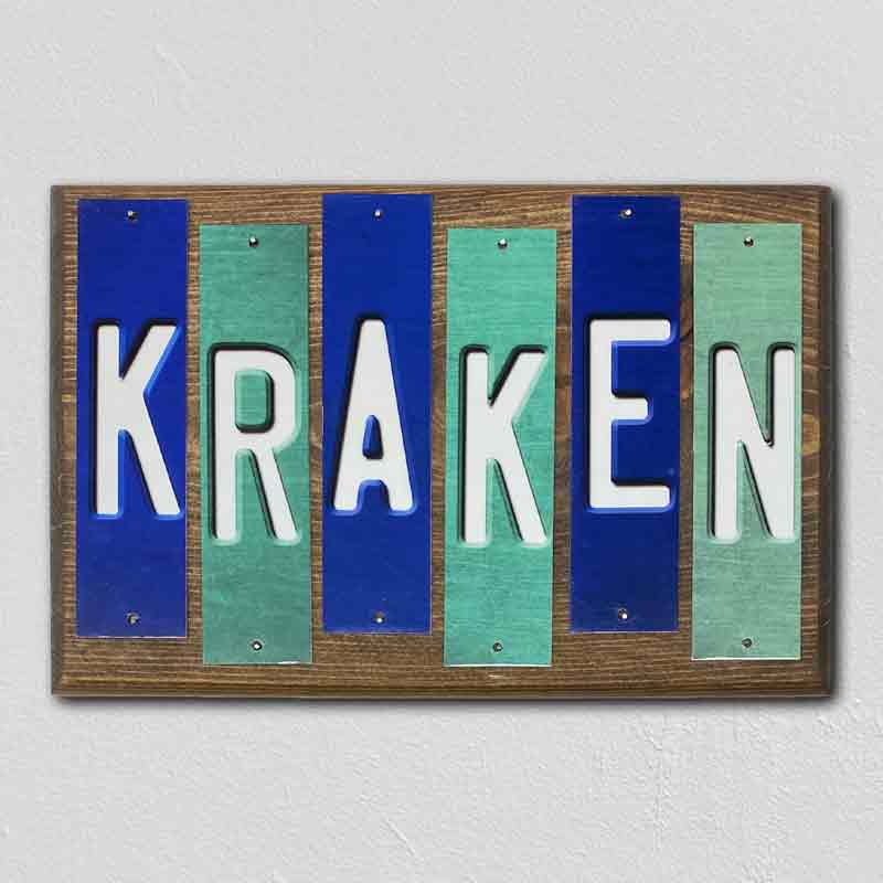 Kraken Team Colors Hockey Fun Strips Novelty Wood Sign WS-784