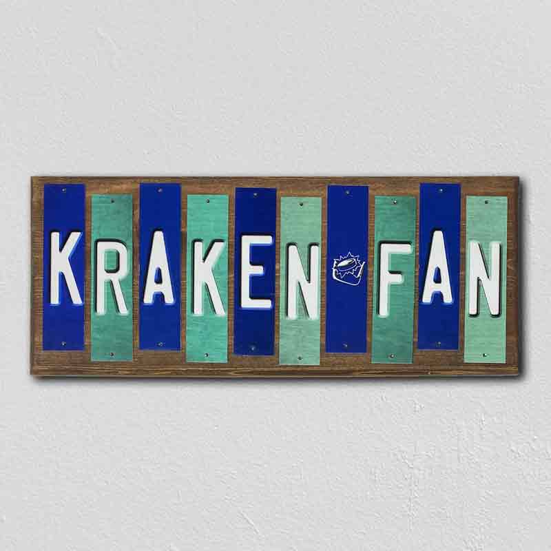 Kraken Fan Team Colors Hockey Fun Strips Novelty Wood Sign WS-785