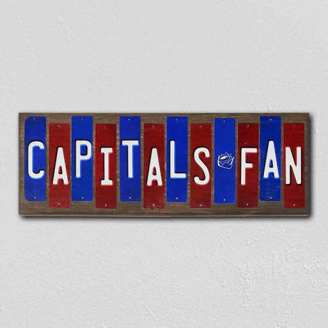 Capitals Fan Team Colors Hockey Fun Strips Novelty Wood Sign WS-803