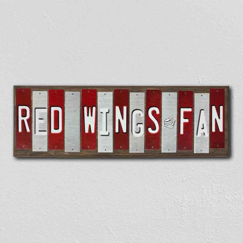 Red Wings Fan Team Colors Hockey Fun Strips Novelty Wood Sign WS-805