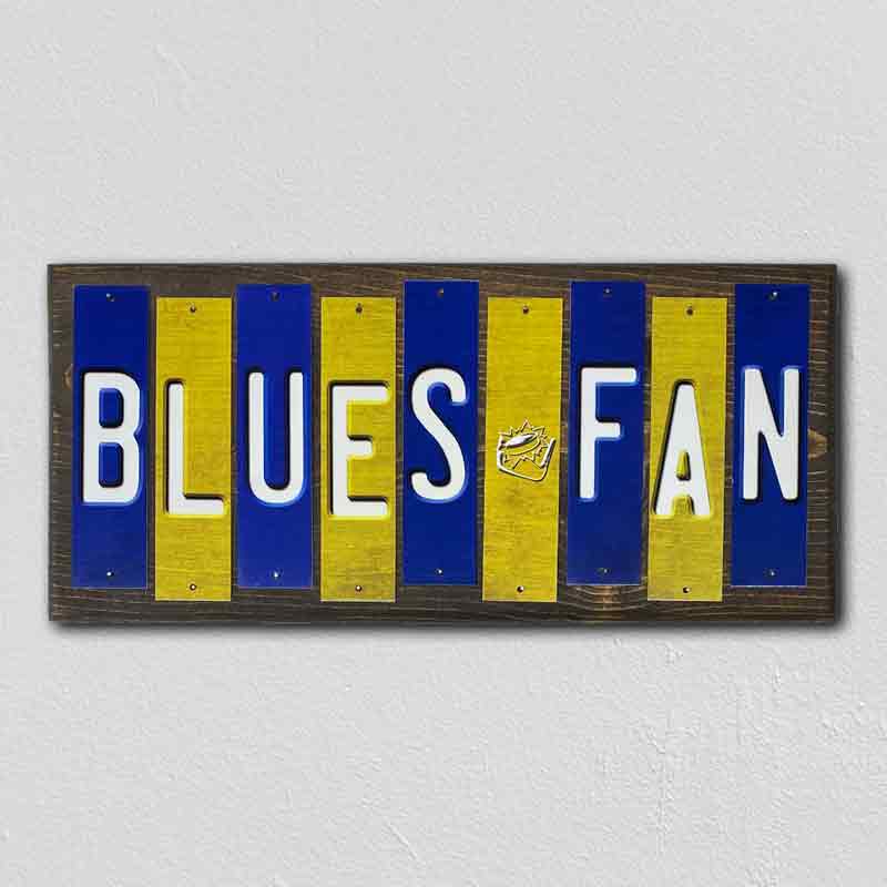 Blues Fan Team Colors Hockey Fun Strips Novelty Wood Sign WS-823