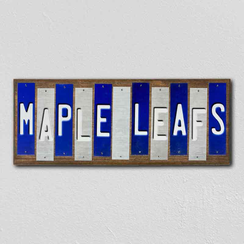 Maple Leafs Team Colors Hockey Fun Strips Novelty Wood Sign WS-832