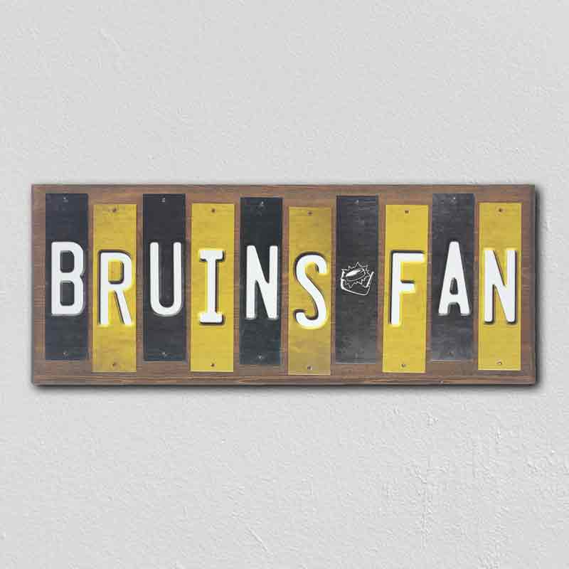 Bruins Fan Team Colors Hockey Fun Strips Novelty Wood Sign WS-843